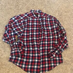 Bauer Women's Red and Blue Plaid Button Down Shirt